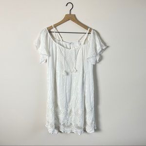 Made in Italy White Boho Romantic Silk Blend Dress